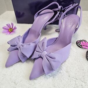 NEW Zara purple slingback high heel shoes with bow